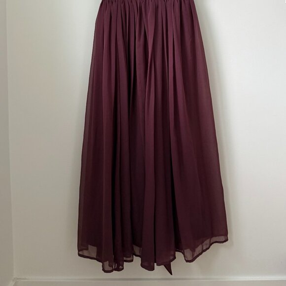 ASOS Plum Burgundy Chiffon Wrap-Front Midi Dress w/ Waist Tie (US 4) - Picture 6 of 6